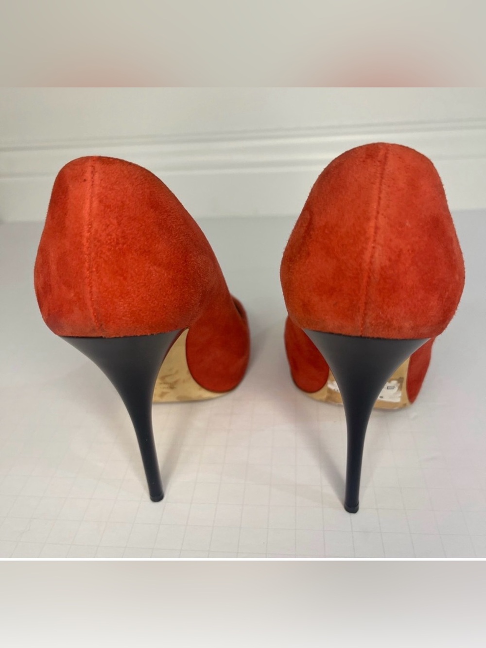 Vintage Giuseppe Zanotti Design Red Suede Stiletto Pumps - Picture 10 of 15